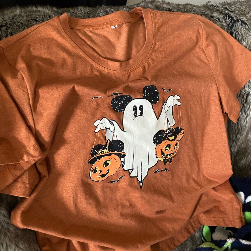Ladies Halloween Ghost T-Shirt - Orange